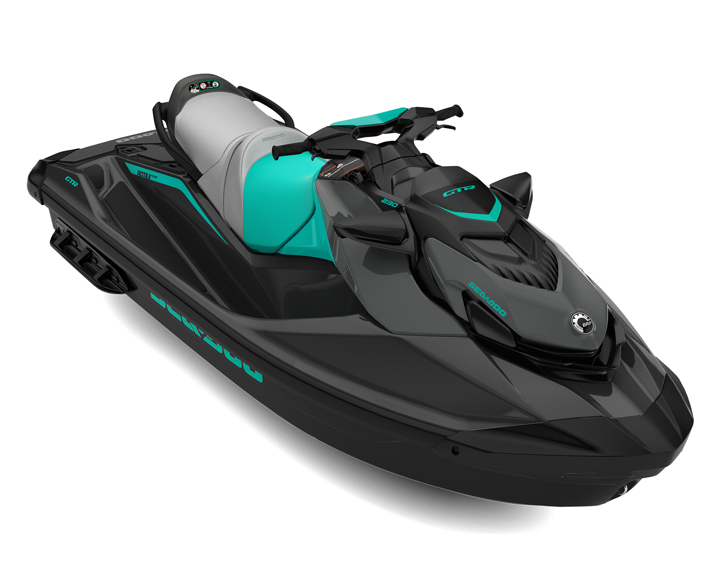 Sea-Doo GTR 230 2024, jet ski performance, vitesse, sortie en mer, rangement avant, couleur noir et bleu